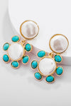 Turquoise and Pearl Statement Earrings