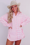 Pink and White Gingham Button Down