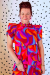 Watercolor Flutter Sleeve Maxi Dress
