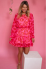 Rose Leopard Print Flounce Mini Dress
