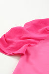 Pink Puff Sleeve Ribbed T-Shirt