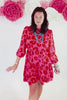 Rose Leopard Print Flounce Mini Dress