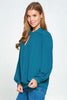 Teal Tie Neck Blouse