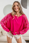 Rose Lace Sleeve Sweatshirt