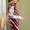 Maroon and White Zebra Print Sweater Dress