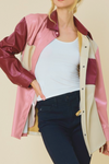 Color Block Faux Leather Shacket