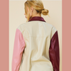 Color Block Faux Leather Shacket