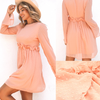 Peach Swiss Dot Bell Sleeve Mini Dress